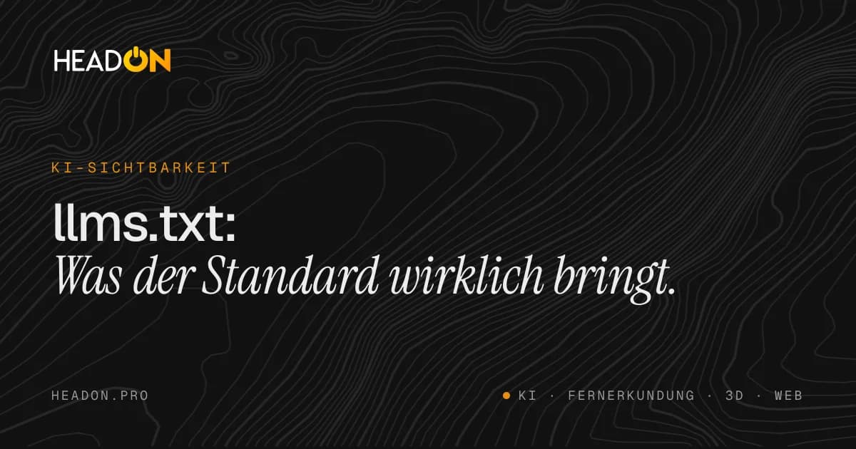 Titelgrafik im headon-Stil: llms.txt: Was der Standard 2026 wirklich bringt