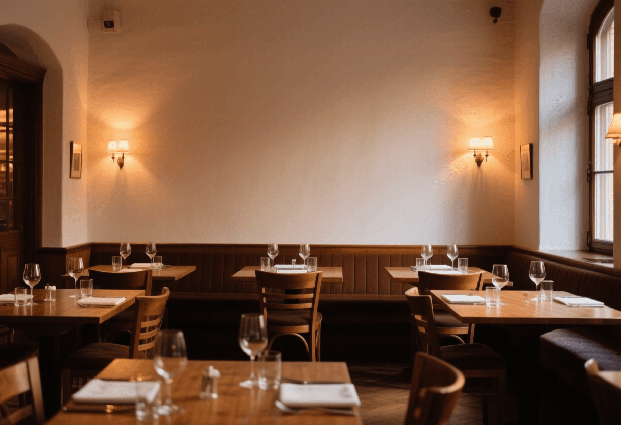 Restaurant Innenansicht mit gedeckten Tischen – SEO für Gastronomie und mehr Gäste durch Google