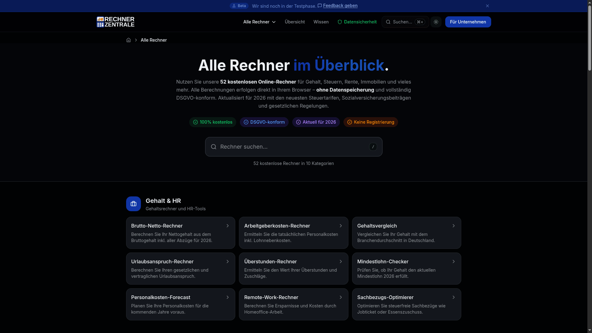 Rechner-Übersicht Dark