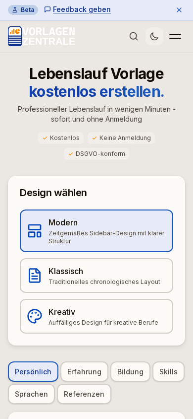 Vorlagen-Zentrale Mobile