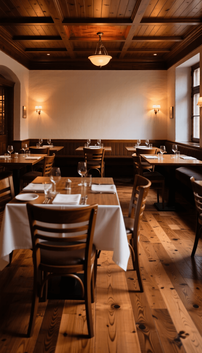 Stimmungsvolles Restaurant mit elegant gedeckten Tischen